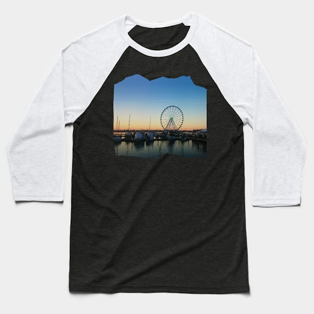 photography Sunset by the ocean city in USA photography design carousel Baseball T-Shirt by BoogieCreates